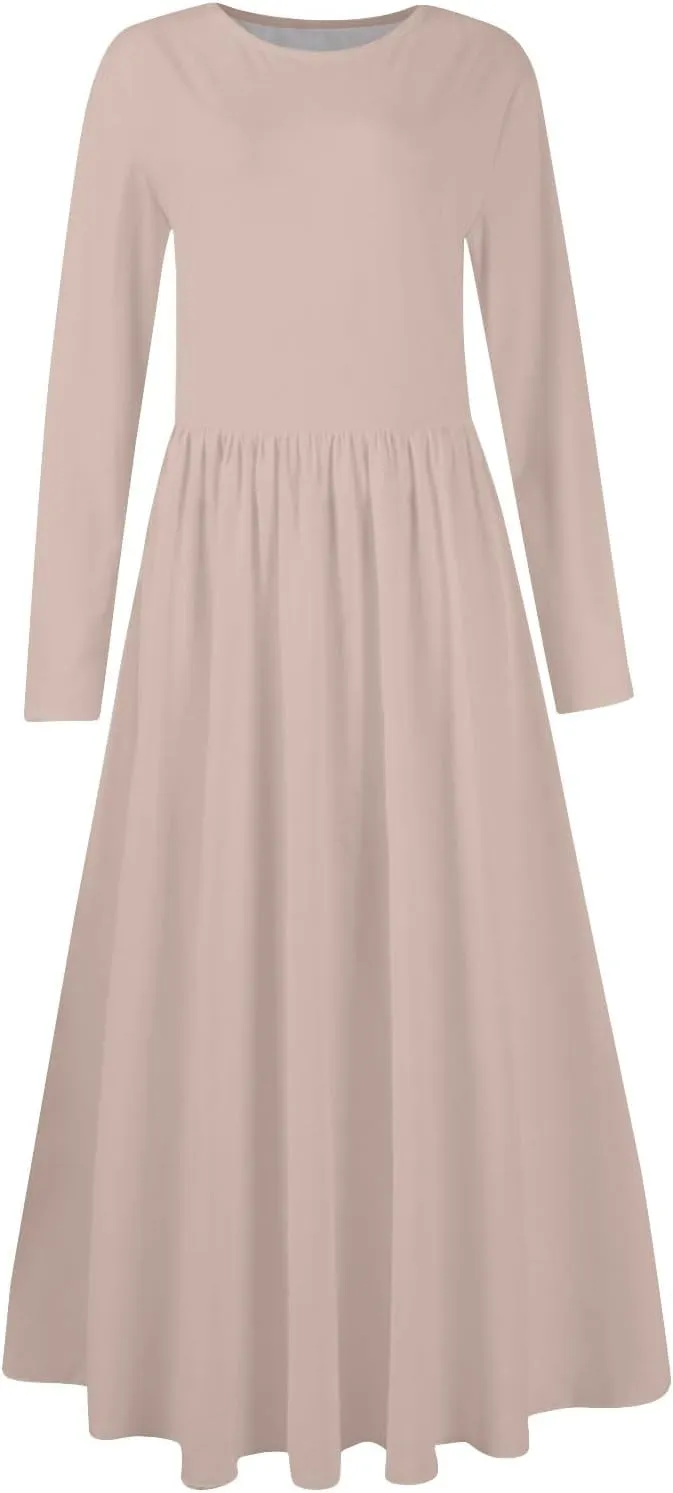 Women's Casual Long Sleeve Maxi Dresses Summer Flowy Dresses A-Line Flowy Dress