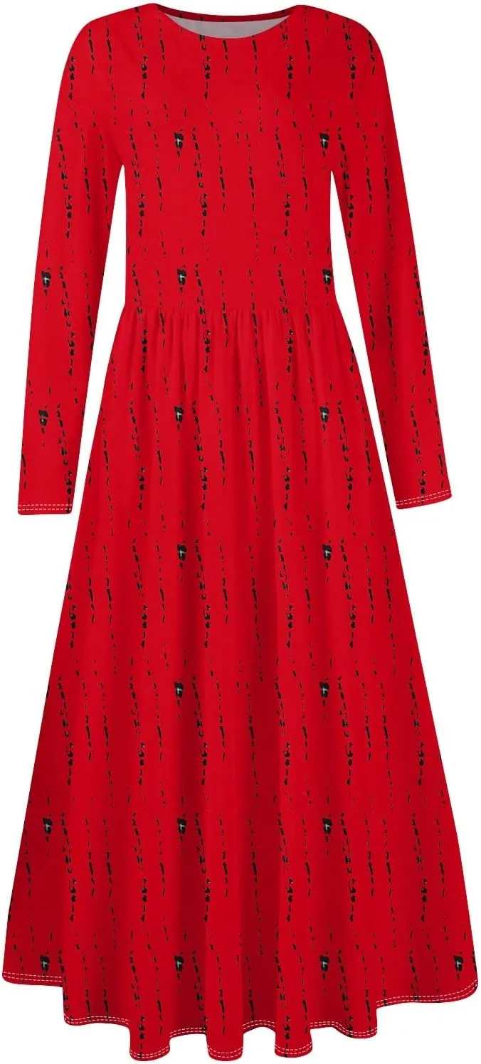 Women's Casual Long Sleeve Maxi Dresses Summer Flowy Dresses A-Line Flowy Dress