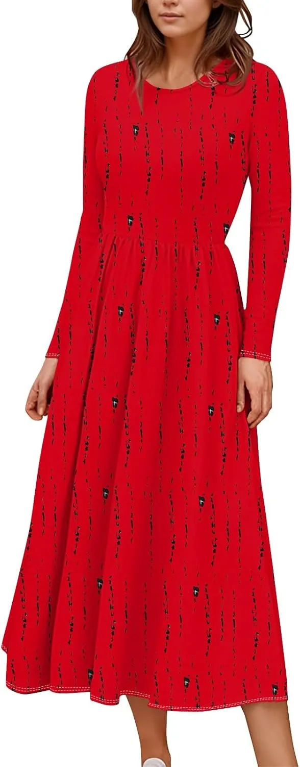 Women's Casual Long Sleeve Maxi Dresses Summer Flowy Dresses A-Line Flowy Dress