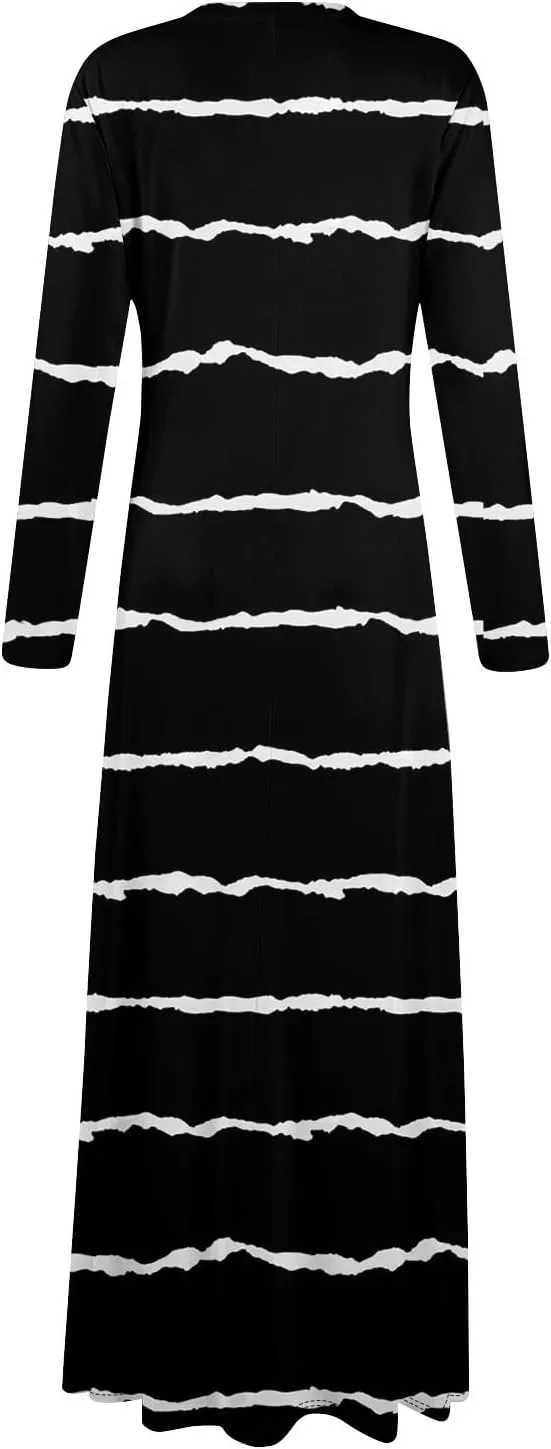 Women's Casual Long Sleeve Maxi Dresses Summer Flowy Dresses A-Line Flowy Dress