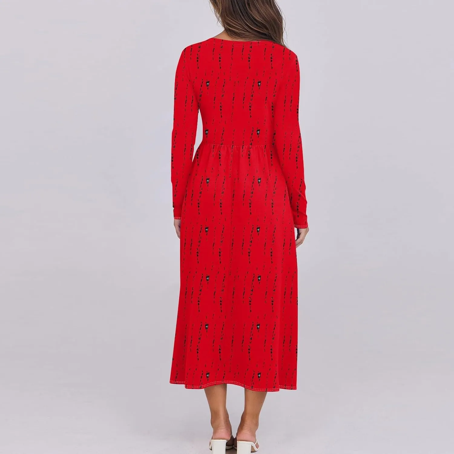 Women's Casual Long Sleeve Maxi Dresses Summer Flowy Dresses A-Line Flowy Dress