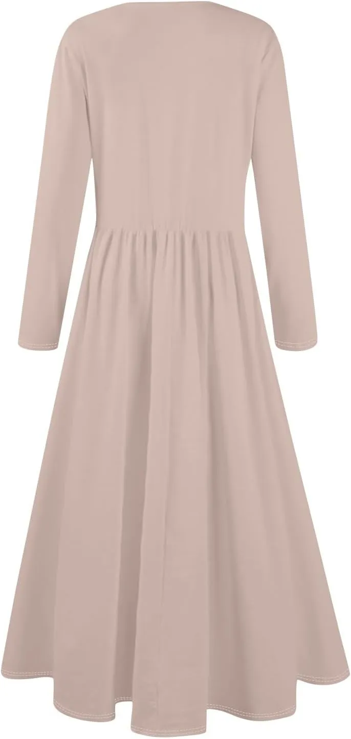 Women's Casual Long Sleeve Maxi Dresses Summer Flowy Dresses A-Line Flowy Dress