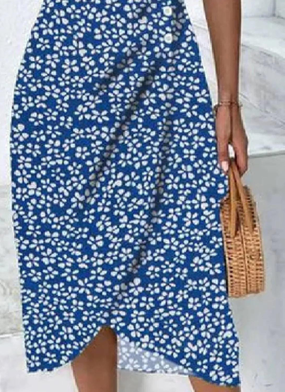 Women's Dresses Print V Neck Ruffles Short Sleeve Dress Midi A Line Side Buttons Dress Wrap Dresses