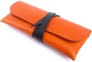 Women's Genuine Leather Clutch Bag, Orange Color, Stylish and Functional - 20x9x2 cm