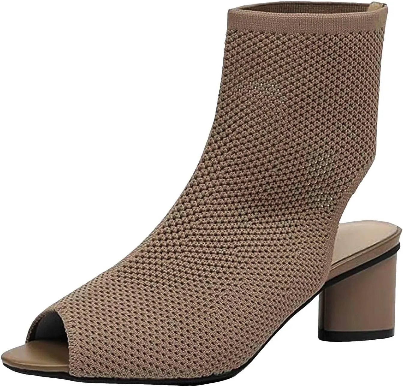 Women's Knit Toe Chunky Heel Ankle Boots Open Pointed Toe Slingback Heeled Sandals Summer High Heels for Little Girl