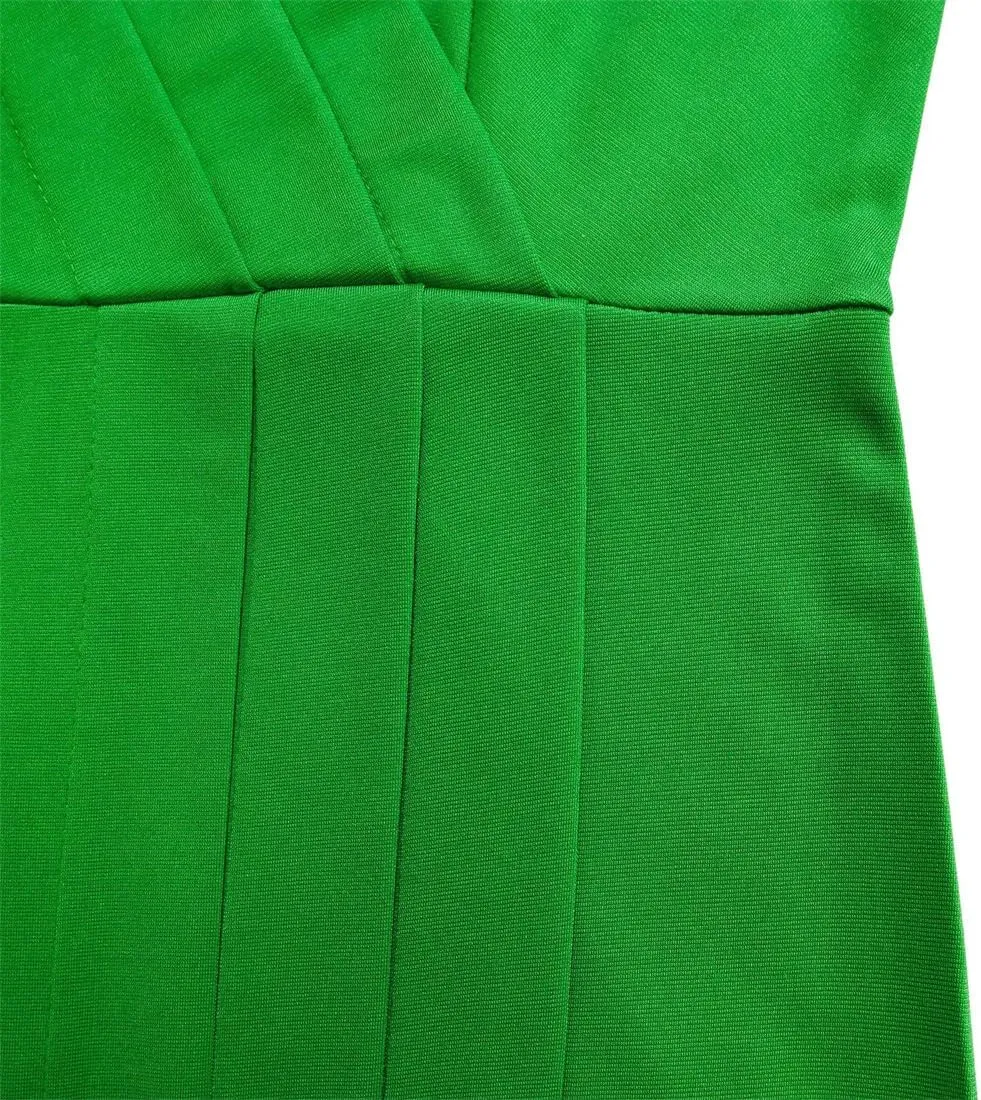 Women's Peplum Bodycon Dress Sexy V Neck Half Sleeve Office Work Midi Pencil Dress Ruched Summer Dresses