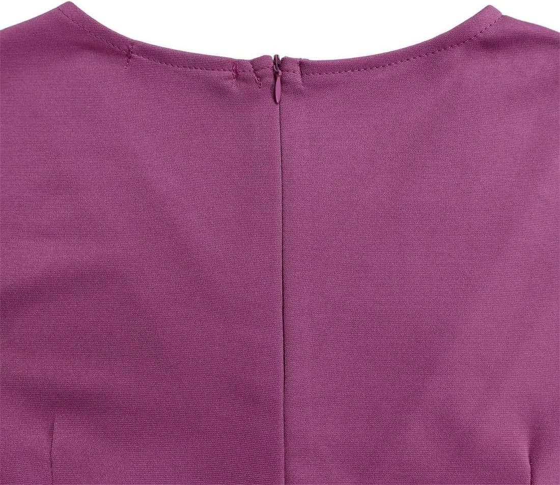 Women's Peplum Bodycon Dress Sexy V Neck Half Sleeve Office Work Midi Pencil Dress Ruched Summer Dresses