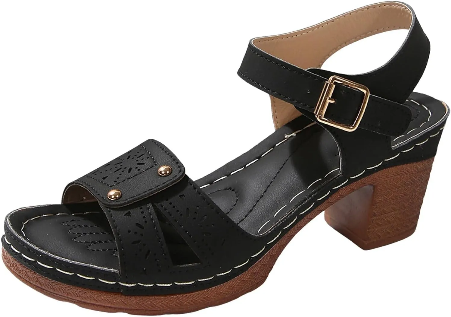 Women's Platform Wedge Sandals Casual Hollow Out Open Toe Sandal Adjustable Ankle Strap Lightweight Walking Shoes Arch Support Peep Slippers Workout Comfortable Sandals
