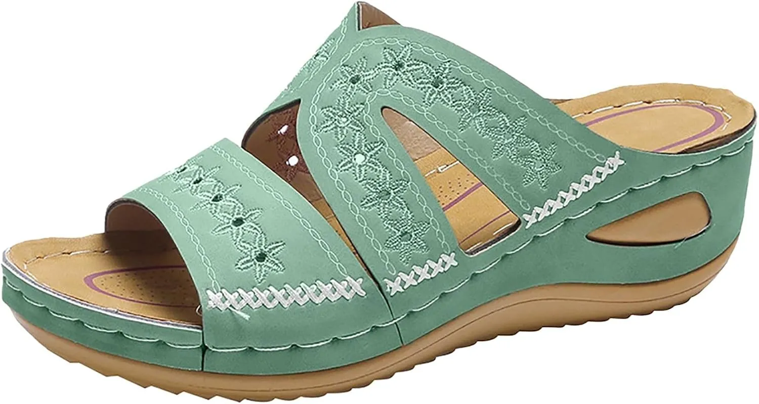 Womens Sandals Comfortable Dressy Wedge Sandals Wide Width Orthopedic Sandals Hollow Out Mesh Casual Sports Sandals