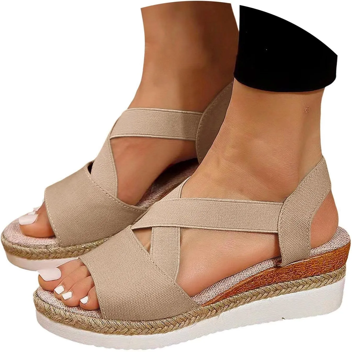 Women's Sandals Dressy Platform Espadrilles Open Toe Wedges Sandals Ankle Strap Slip On Orthopedic Sandals