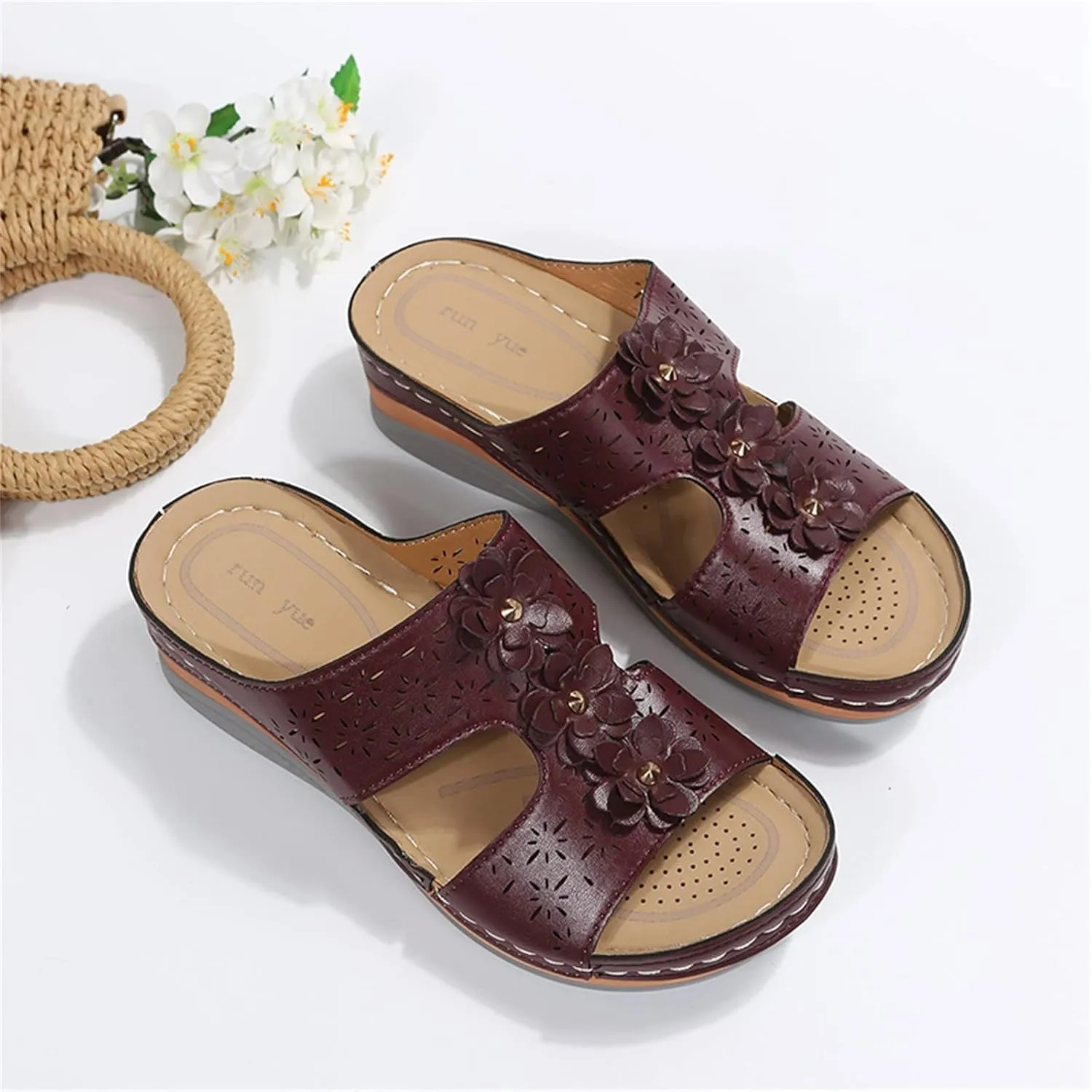 Womens Sandals with Arch Support Orthopedic Sandals Dressy Summer latforms Flats Pillow Slides Wide Anti Slip Shoes