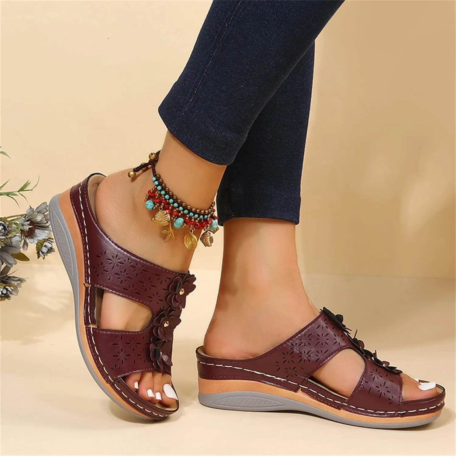 Womens Sandals with Arch Support Orthopedic Sandals Dressy Summer latforms Flats Pillow Slides Wide Anti Slip Shoes