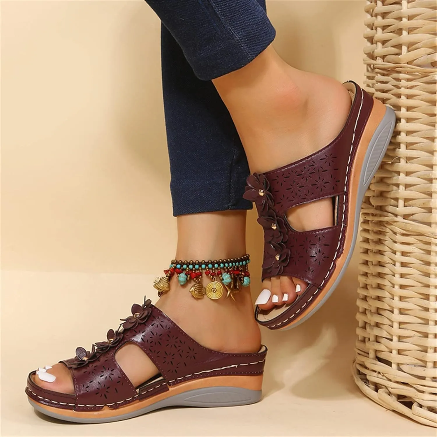 Womens Sandals with Arch Support Orthopedic Sandals Dressy Summer latforms Flats Pillow Slides Wide Anti Slip Shoes