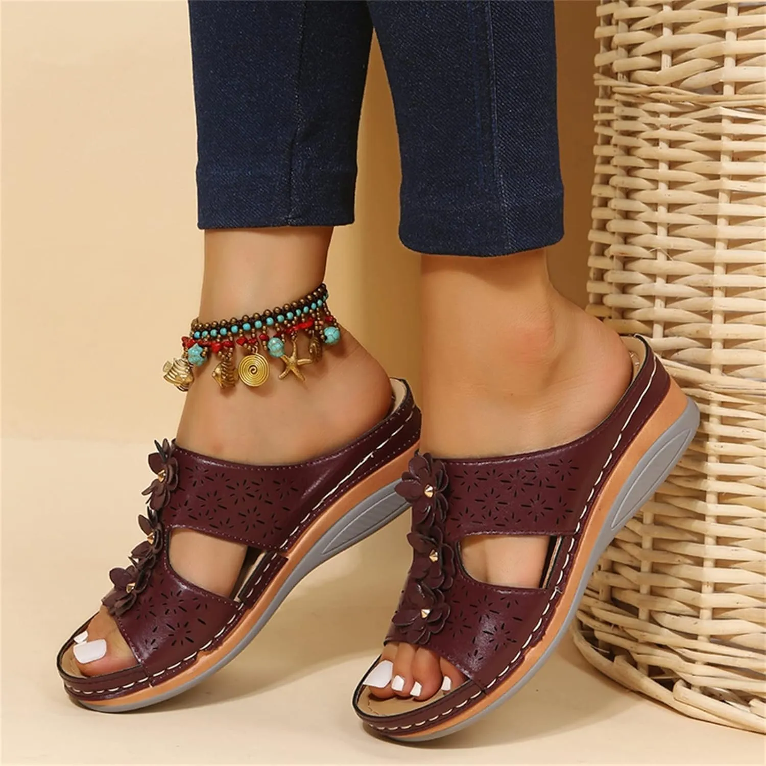 Womens Sandals with Arch Support Orthopedic Sandals Dressy Summer latforms Flats Pillow Slides Wide Anti Slip Shoes