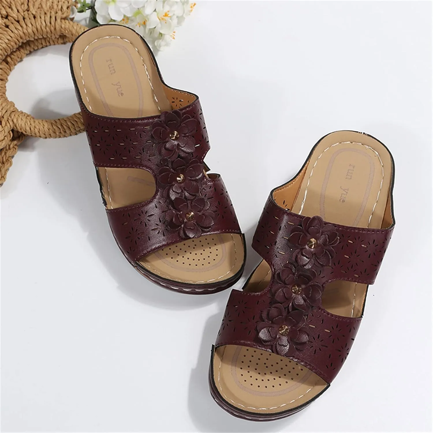 Womens Sandals with Arch Support Orthopedic Sandals Dressy Summer latforms Flats Pillow Slides Wide Anti Slip Shoes