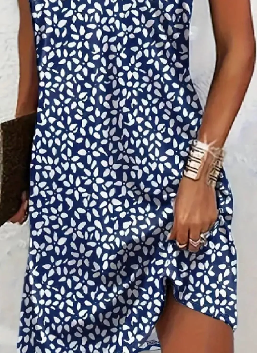 Womens Sleeveless Halter Neck Mini Dress Leaf Print Stylish Summer Outings Prom Dress