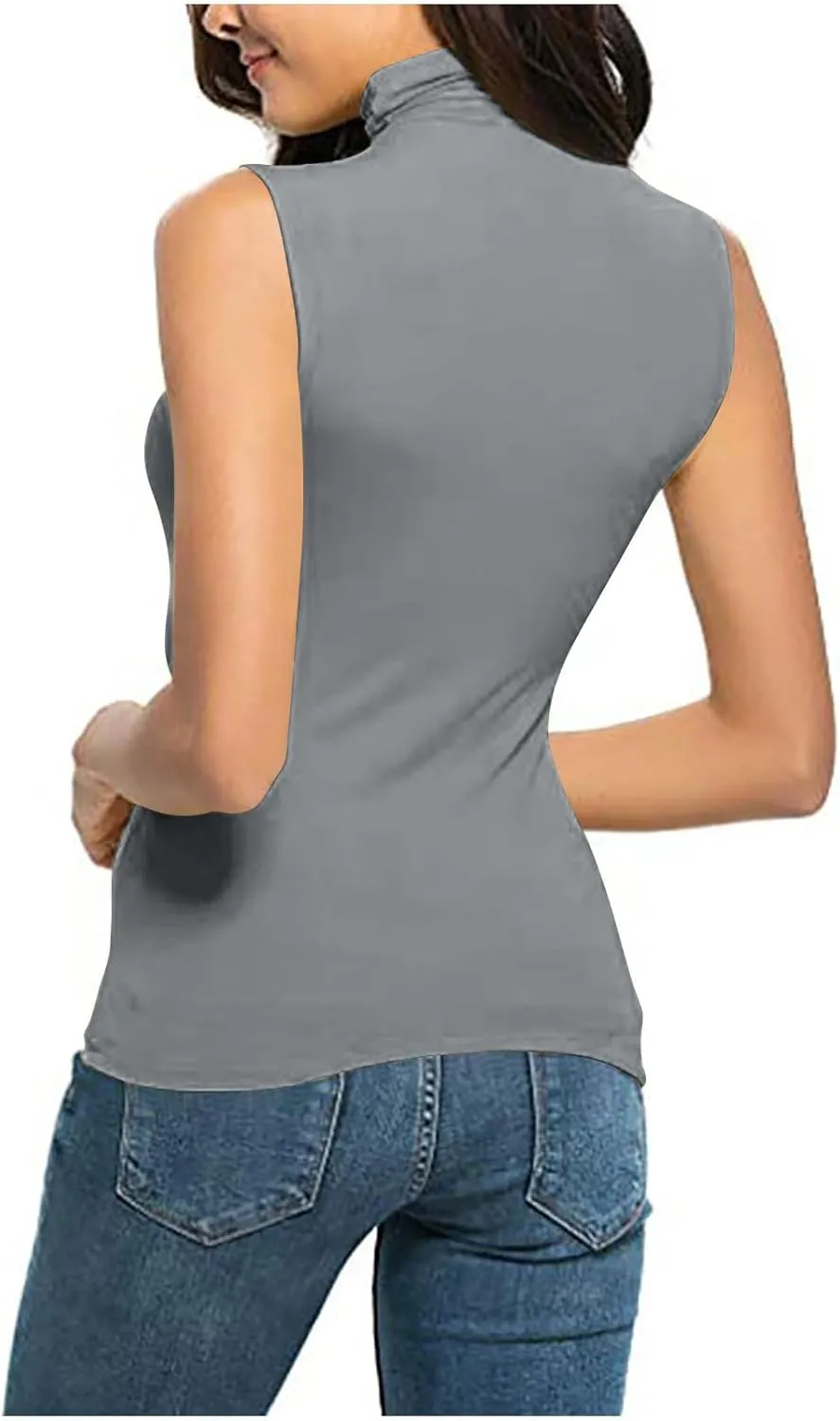 Womens Sleeveless Turtleneck Tops Plus Size Mock High Neck Tank Tops 2025 Slim Fitted Undershirt Basic Ladies Tee