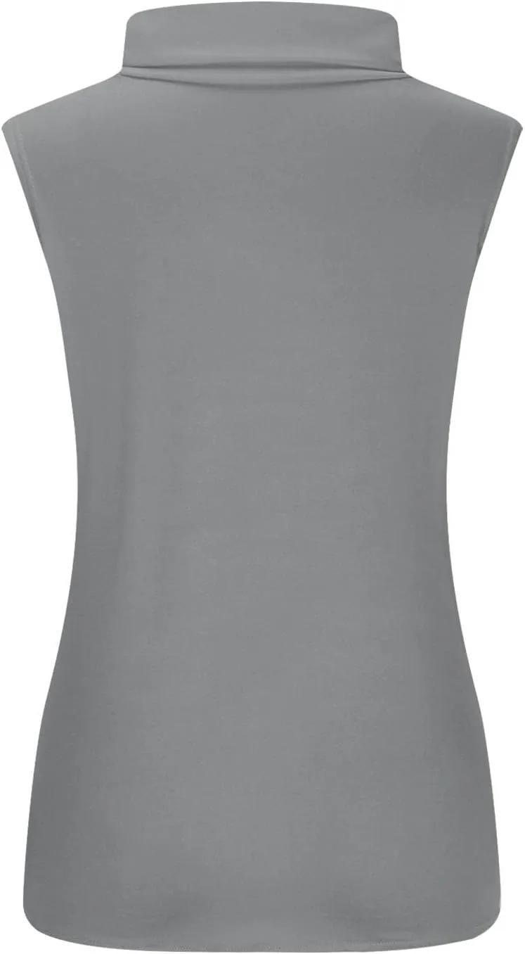 Womens Sleeveless Turtleneck Tops Plus Size Mock High Neck Tank Tops 2025 Slim Fitted Undershirt Basic Ladies Tee