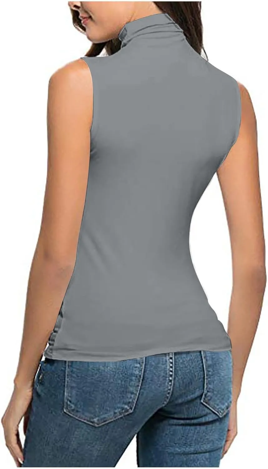 Womens Sleeveless Turtleneck Tops Plus Size Mock High Neck Tank Tops 2025 Slim Fitted Undershirt Basic Ladies Tee