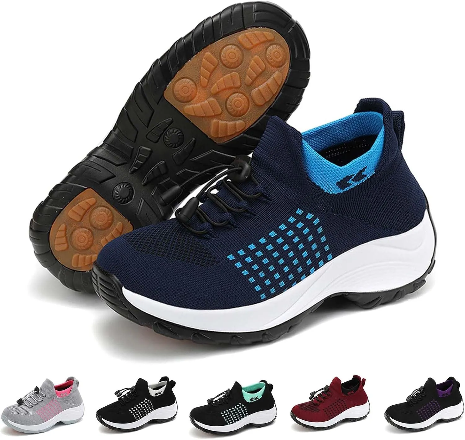 Women's Slip-On Sneakers Breathable Mesh Walking Shoes Comfortable Casual Athletic Sock Sneakers for Women Air
