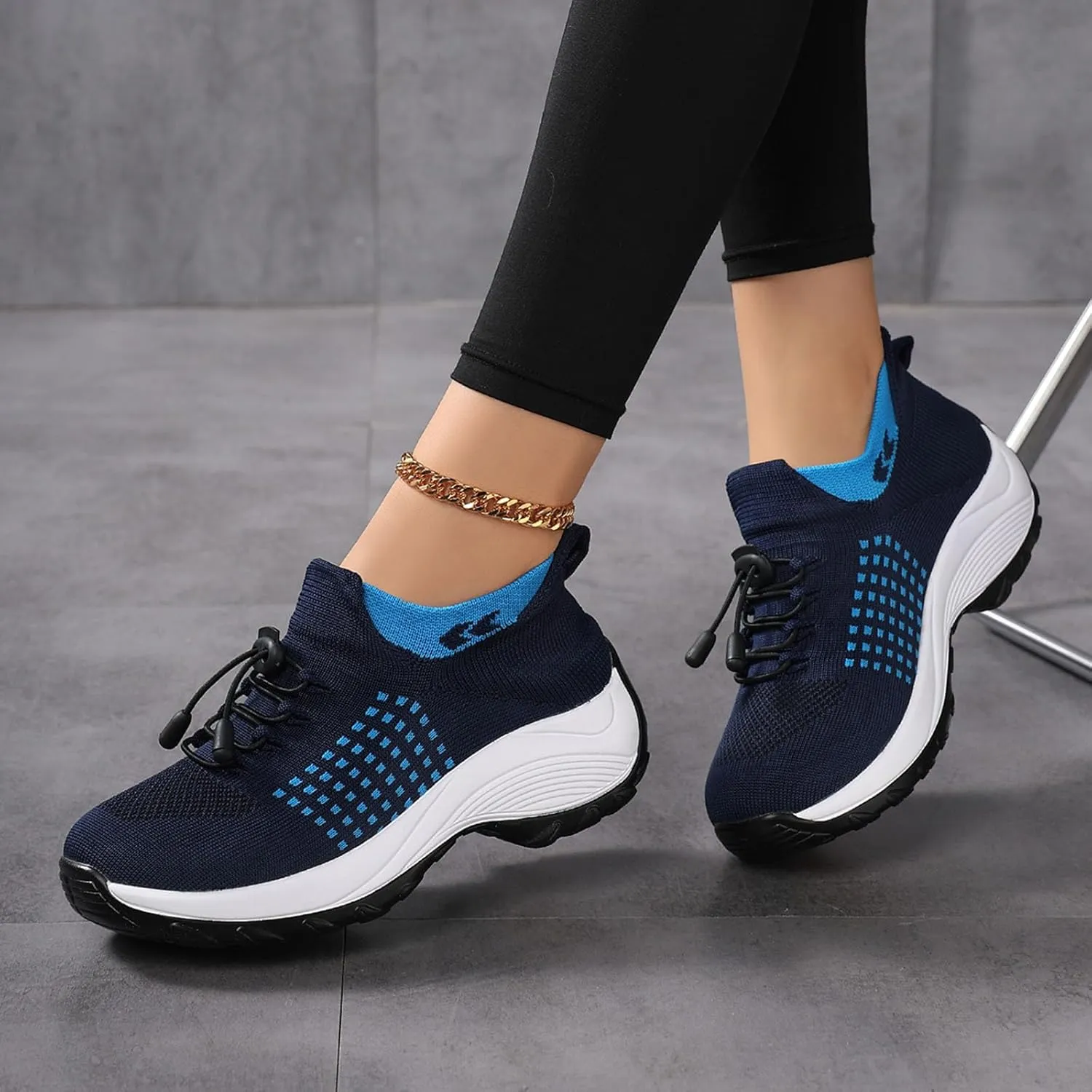 Women's Slip-On Sneakers Breathable Mesh Walking Shoes Comfortable Casual Athletic Sock Sneakers for Women Air