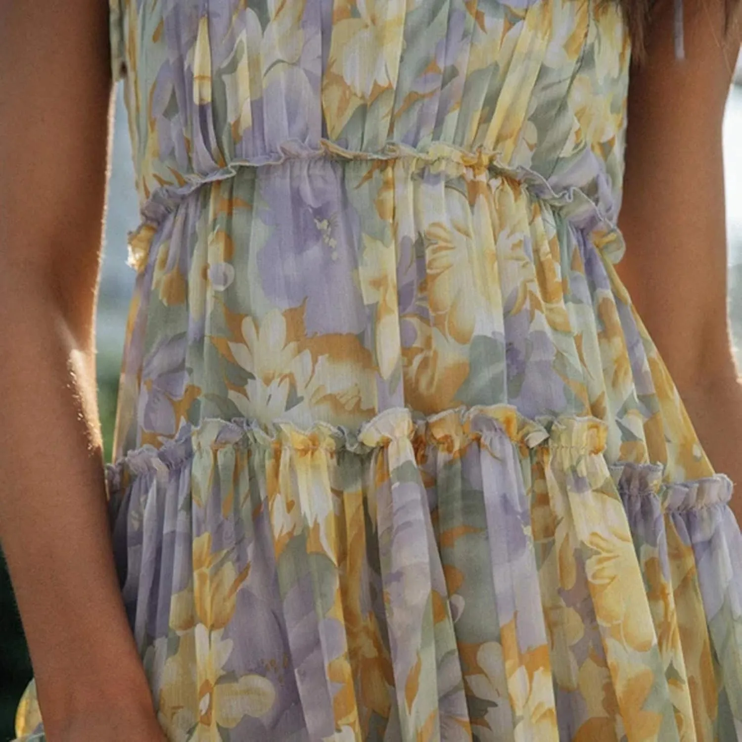 Womens Summer Floral Mini Dress Boho Flowy Skater Dresses Short Sleeveless Ruffle Spaghetti Strap Dress Flowy Sundress