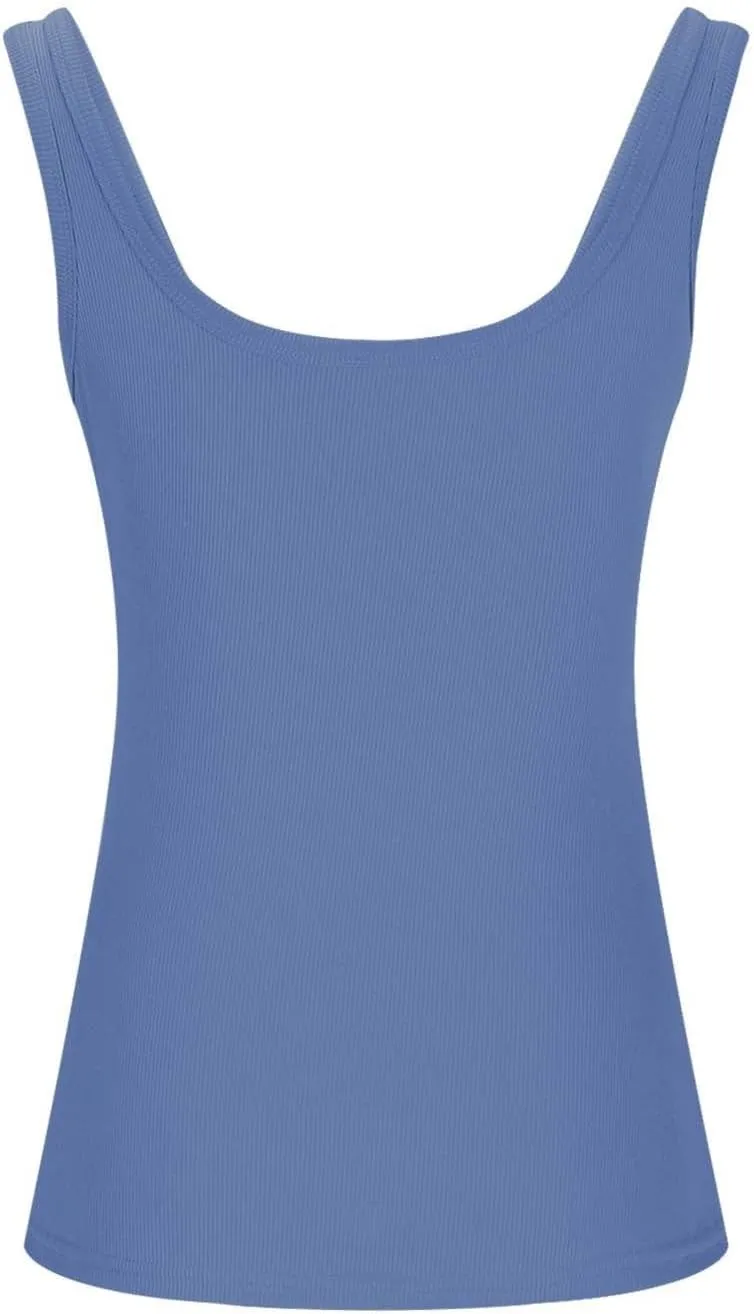 Womens Summer Spaghetti Strap Tank Tops Crewneck Sleeveless Shirts Ribbed Tanks Slim Fitted Casual Basic Tee Shirt