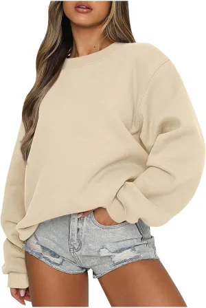 Womens Sweatshirts Hoodies Crewneck Oversized Pullover Sweaters Casual Comfy Fall Fashion Outfits Y2k Clothes 2023