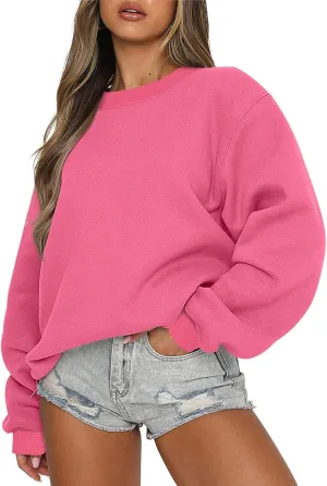 Womens Sweatshirts Hoodies Crewneck Oversized Pullover Sweaters Casual Comfy Fall Fashion Outfits Y2k Clothes 2023