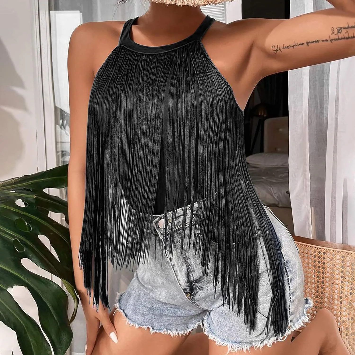 Womens Tank Tops Dressy Casual Sexy Halter Camisole Tops with Tessel Going Out Summer Outfits Sleeveless Fashion 2025