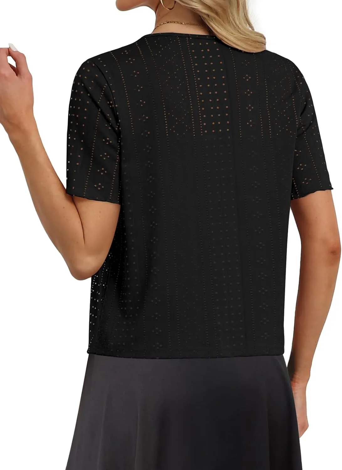 Womens Tie Front Cardigan Lightweight Short Sleeve Cardigans for Women Trendy