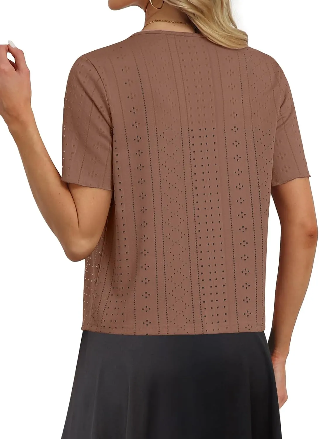 Womens Tie Front Cardigan Lightweight Short Sleeve Cardigans for Women Trendy
