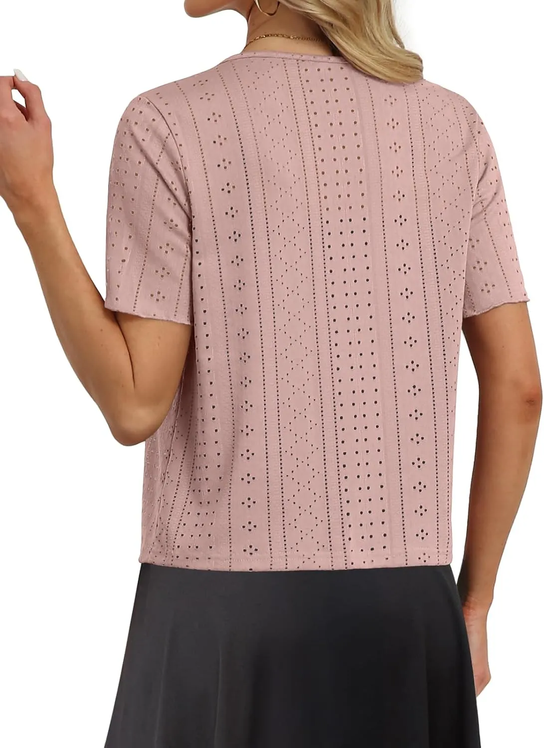 Womens Tie Front Cardigan Lightweight Short Sleeve Cardigans for Women Trendy