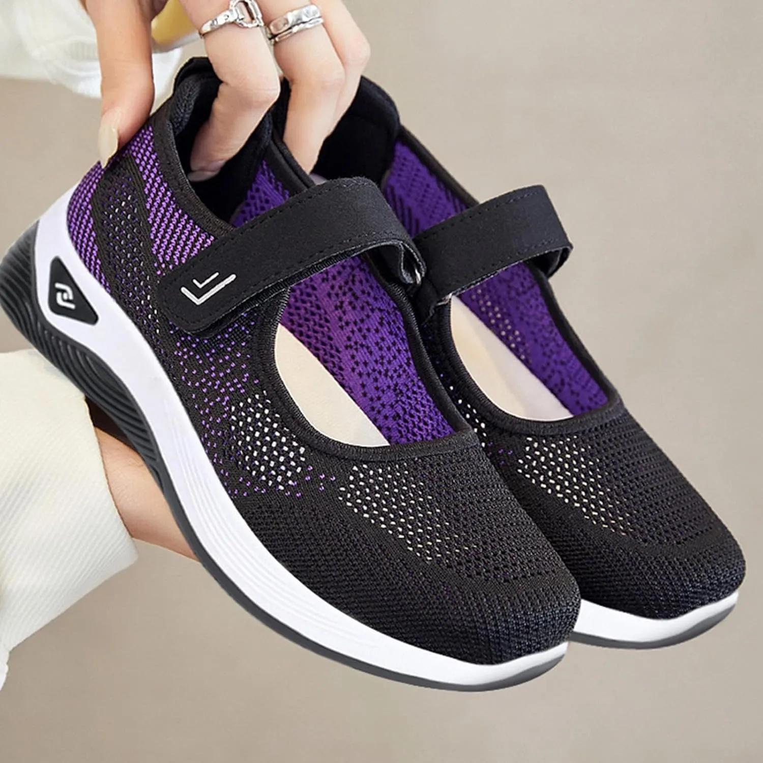 Women's Wide Width Walking Shoes Adjustable Closures Mesh Sneakers for Tennis Maternity Elderly Workout Travelling
