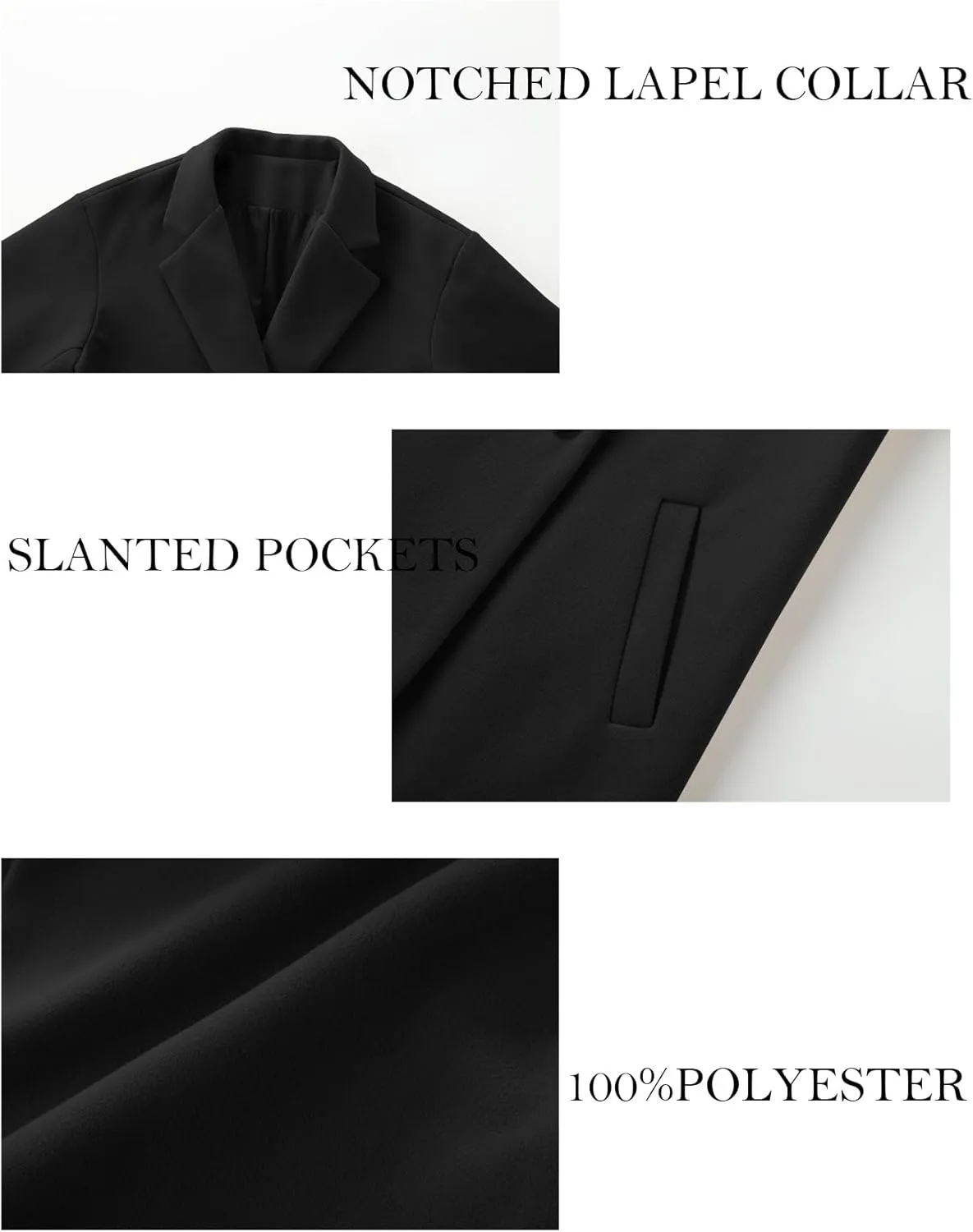 Women's Winter Pea Coat Notch Laple Double Breasted Casual Wool Blend Trench Coats