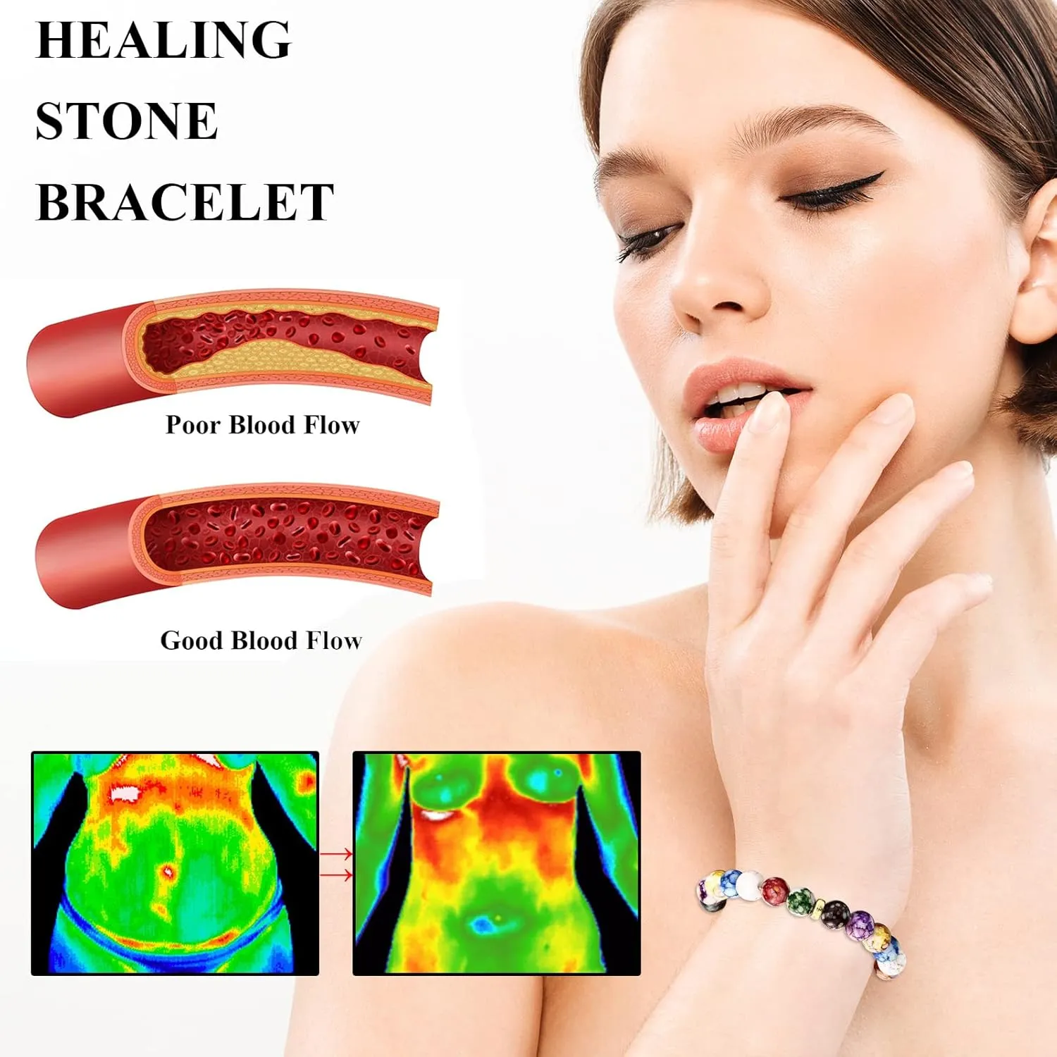 YANCHUN Chakra Bracelets for Women Healing Stone Bracelet Beaded Bracelet Yoga Balance Energy Essential Oil Anxiety Relief Jewelry Gifts Stocking Stuffers