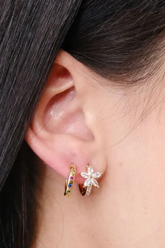 Yciana Crystal Sterling Silver Huggie Earrings