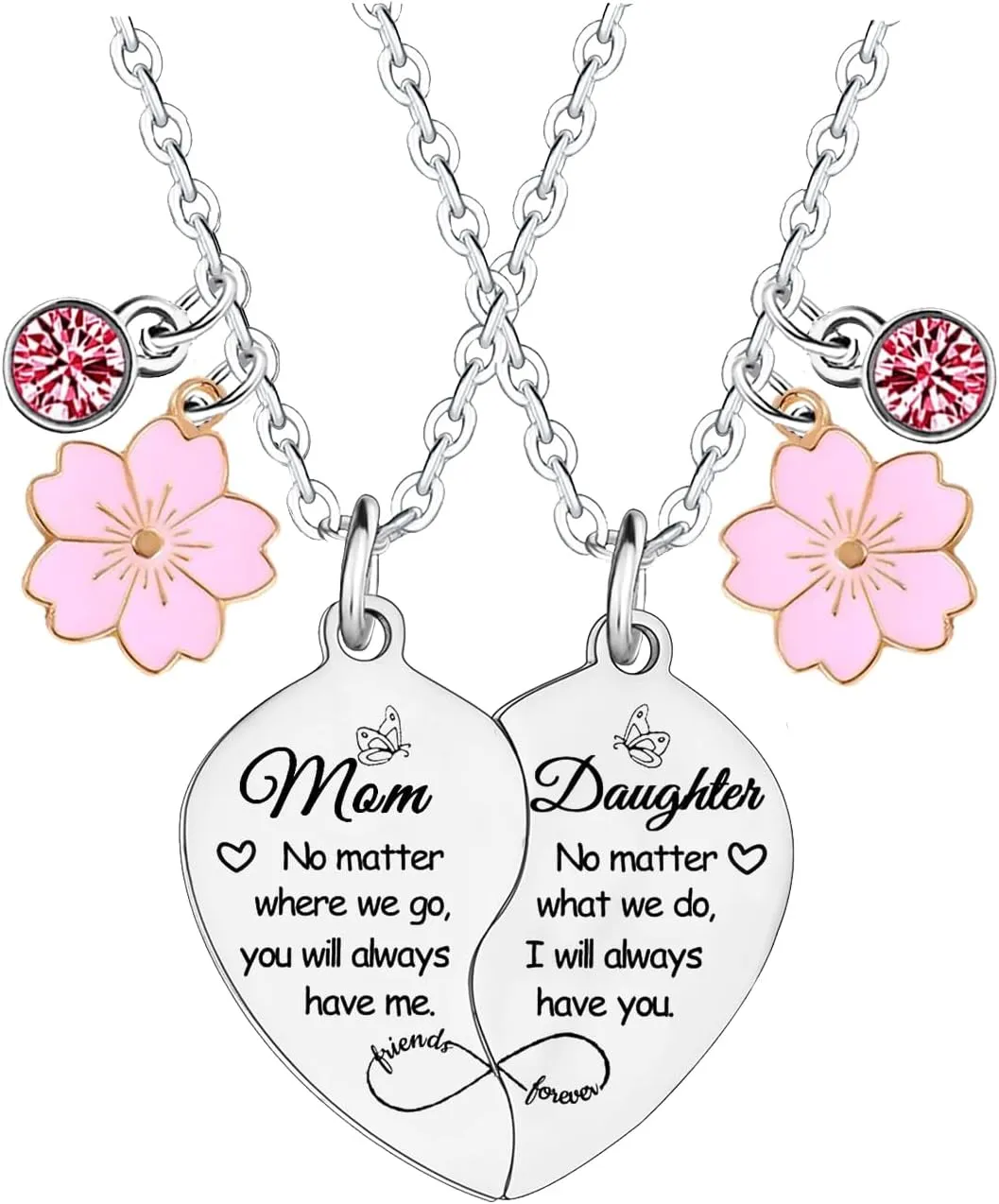 YEEQIN 2Pcs Mother Daughter Matching Necklaces Set For Mom Daughter Mother's Day Gifts For Mom From Daughter Christmas Birthday Gifts For Mother