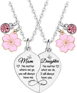 YEEQIN 2Pcs Mother Daughter Matching Necklaces Set For Mom Daughter Mother's Day Gifts For Mom From Daughter Christmas Birthday Gifts For Mother