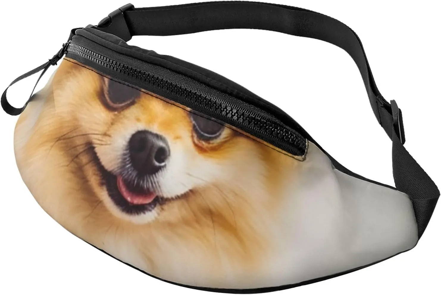 Yellow pomeranian Fanny Pack for Men Women Fashion Waist Packs Travel Crossbody Bag With Adjustable Strap Everywhere Belt Bag Waterproof Chest Bags Cycling Bum Bag Wallet