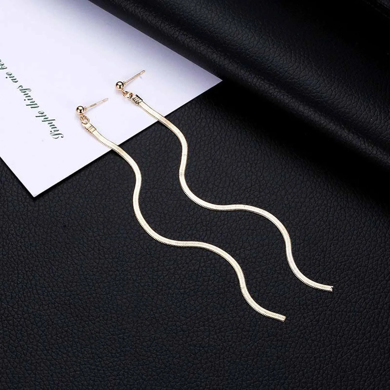 YienDoo Long Tassel Dangle Drop Earrings Gold Threader Earrings Punk Sleek Metal Snake Bone Chain Earrings Minimalist Tassel Chain Line Earrings Wedding Bridesmaid Jewelry for Women and Girls