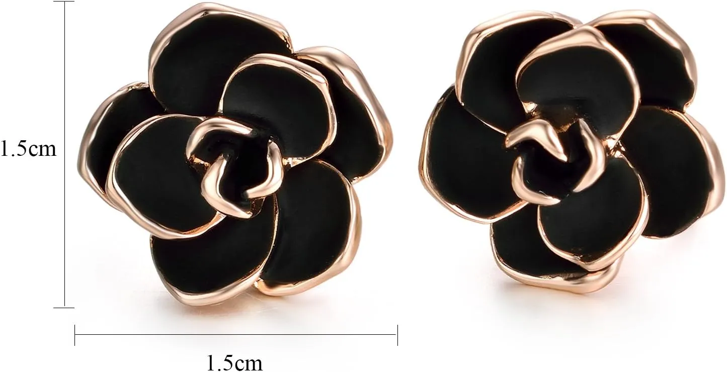 Yoursfs Rose Flower Clip on Earrings for Women 18K Gold Plated Dainty Non Pierced Ears Jewelry Gifts for Valentine's Day