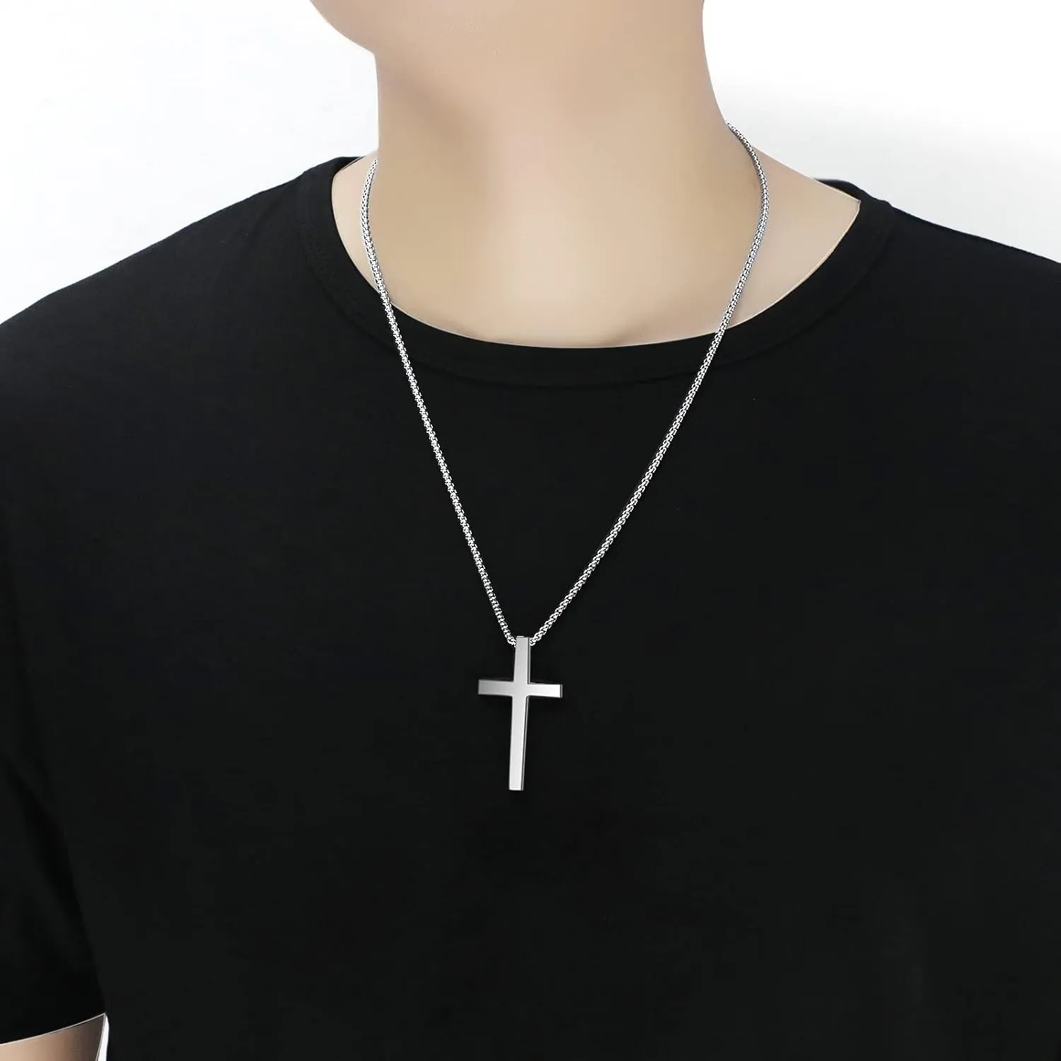 ZRAY Cross Necklace for Men Inspirational Bible Verse Cross Pendant Stainless Steel Cross Chain 22 2inch Christian Jewelry Meaningful Religious Gift for Boys