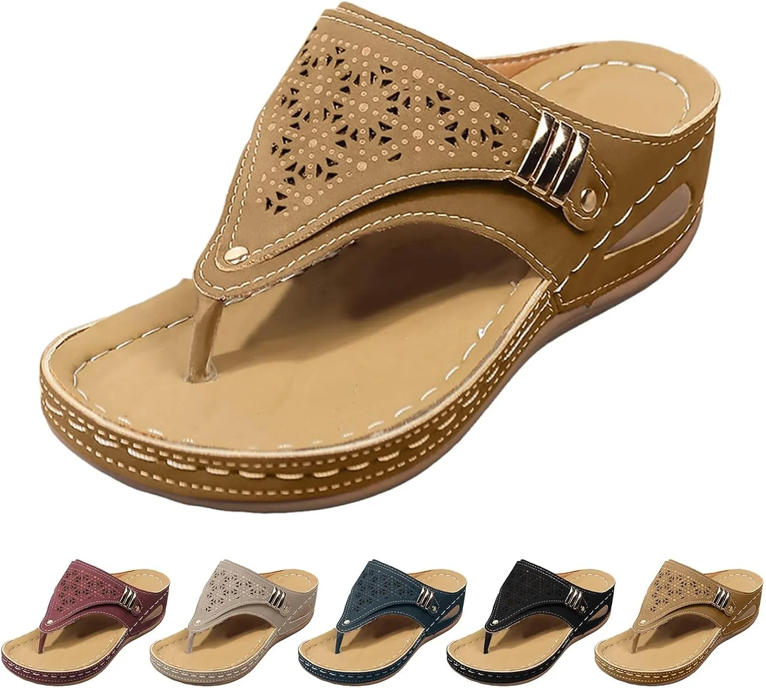 ZSpzx Orthopedic Sandals for Women,Women's Orthotic Dressy Summer 2025 Arch Support Flip Flops Womens Flat Open Toe Casual Slip on Sandals Beach Boho Sandals Comfortable Outdoor Walking Shoes