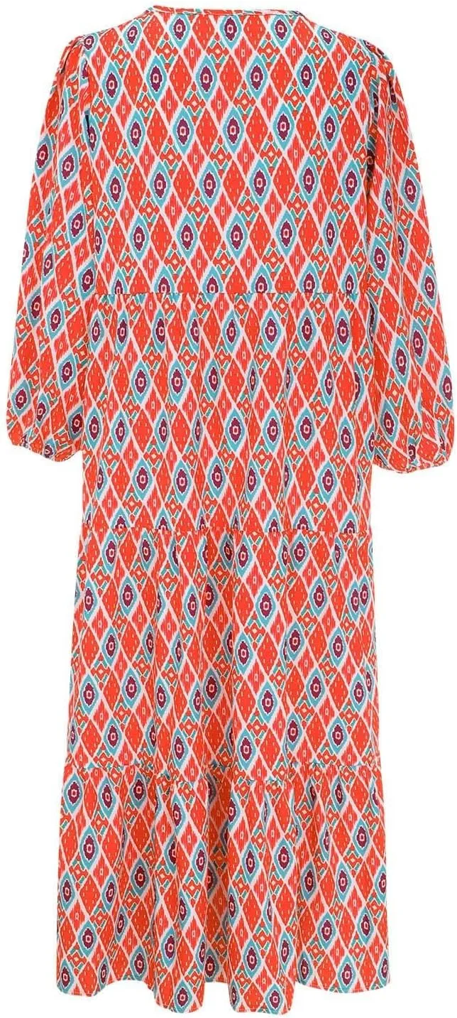 ZWRXW Womens Summer Boho Dresses Casual Loose Bohemian Floral Dress Short Sleeve Long Maxi Dress Flowy Swing Beach Dresses